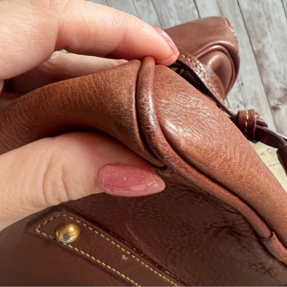 Dooney & Bourke Brown and Gold Satchel with Braided Handles Vintage - Picture 7 of 13